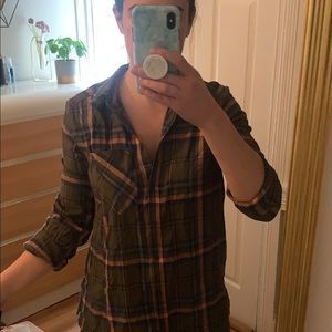 Pink, blue, and green plaid shirt